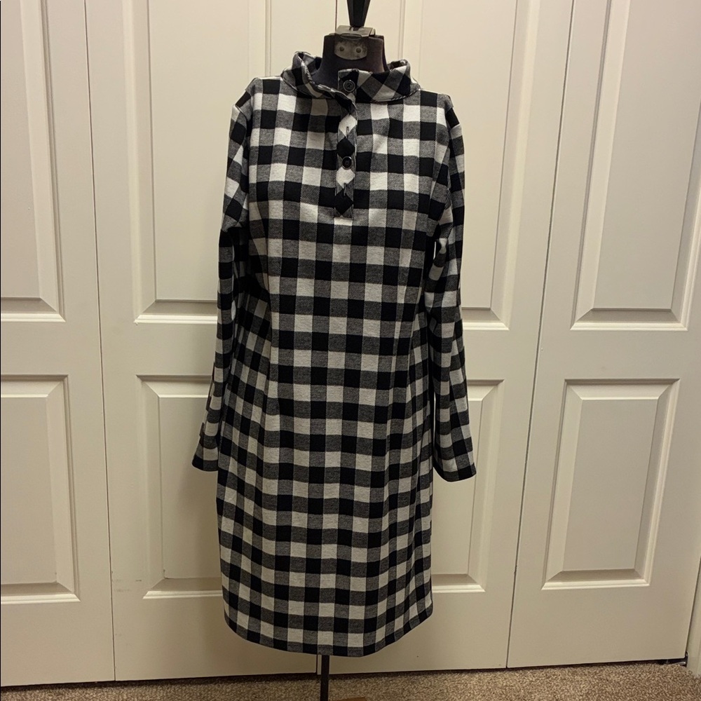Talbots Black and White Flannel Dress
